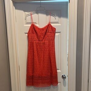 J. Crew Coral Eyelet Spaghetti-Strap Mini Dress